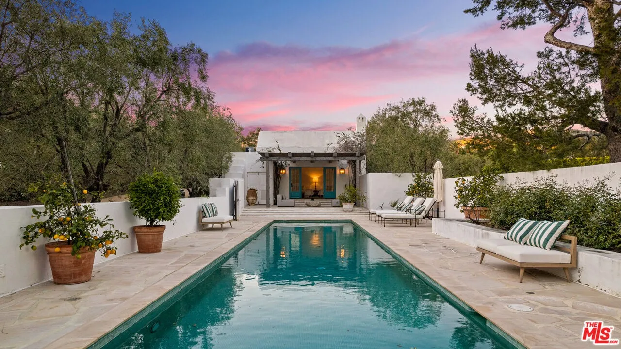Malibu pool at sunset